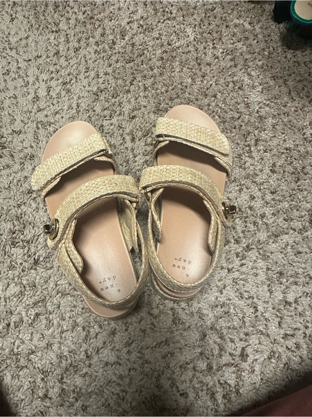 a new day Beige Woven Double-Strap Sandals